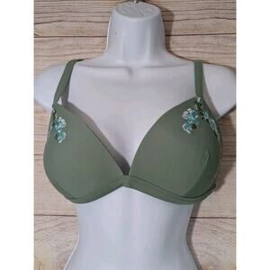Island Soul Floral Embroidery Push Up Bikini Top XLarge